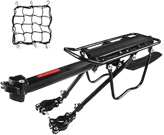 Dirza Bike Cargo Rack Bike Rear Rack with Fender - Full Quick Release - Adjustable - Bicycle Carrier Rack Bike Luggage Rack for Back of Bike Aluminum Alloy 115 lbs Capacity Black