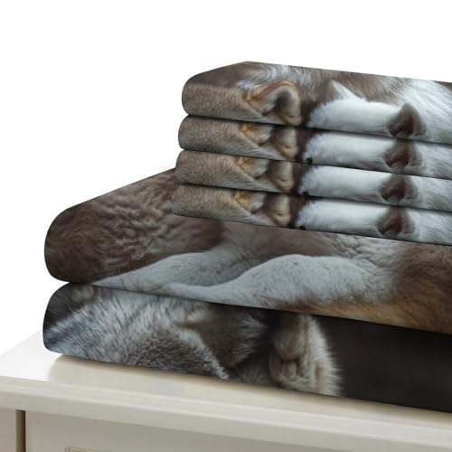 Parure de lit loup Famille Wolf 140x200 microfibre