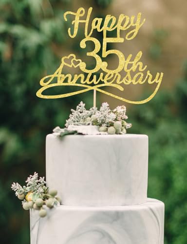 Happy 35th Anniversary Cake Toppers - 35th Wedding Anniversary Decorations, 35th anniversary cake topper, 35th Anniversary Party Decorations,35 year anniversary decorations