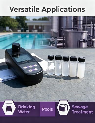Image of Portable Turbidimeter Turbidity Meter Kit Turbidity Tester with 4 PCS Calibration Solution Vials Range 0~1100 NTU /FNU 0~275 EBC 0~9999 ASBC 2-5 Point Calibration 100 Groups Storage USB Interface