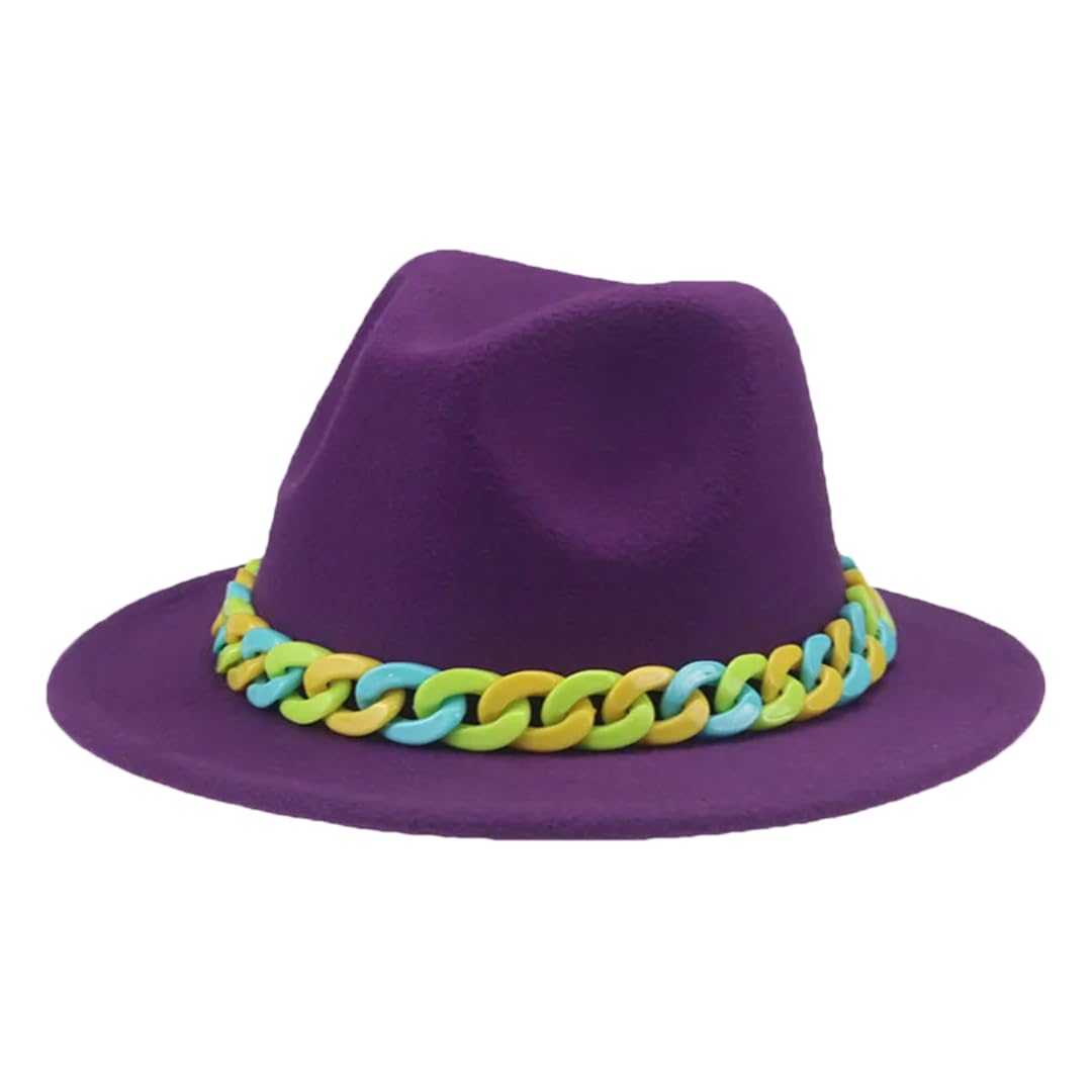 Czapki dla kobiet dzieci chłopcy dziewczęta Panama jednolity łańcuszek kapelusz fedora czapki dziecięce sombreros fioletowy 52-54 cm (dzieci), Fioletowy, S
