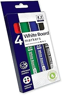 Whiteboard Markers Dry Wipe Erase Marker Pens Assorted Colors Set Black Blue Green Red Ideal For Home School Or Office Teacher Stationery Essentials Fine Tip (Pack Of 4)