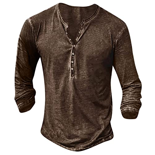 Ymosrh Sweater Shirts for Men, Mens Long Sleeve Button Down Shirts Men Fashion Sport Shirts with Collar Men's Graphic and Embroidered T-Shirt Spring Autumn Printed Pullover Sweatshirt (XL, 2-Coffee)