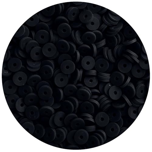 2000pcs Black Clay Beads for Bracelets Making - Heishi Polymer Flat Disc Spacer Clay Bead for Jewelry Earring DIY Crafts 6mm
