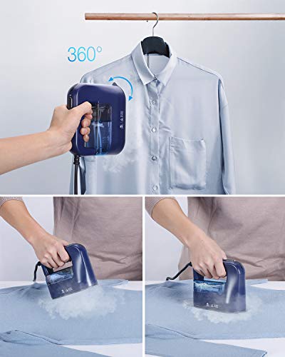 HOMEVER Garment Steamer Iron for Clothes, 1300W Powerful Handheld Steamers Iron, Horizontal and Vertical Ironing 4 in 1, 40s Fast Heat-up, Portable Steamer for Home and Travel,Dark Blue