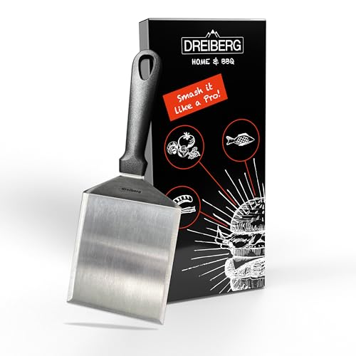 DREIBERG® Grillspachtel aus Edelstahl - Grill Spachtel für Smash Burger und zum Grillen auf Teppanyaki, Feuerplatte oder Gasgrill DREIBERG® Grillspachtel aus Edelstahl - Grill Spachtel für Smash Burger und zum Grillen auf Teppanyaki, Feuerplatte oder Gasgrill