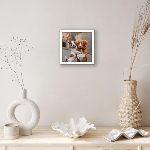 Americanflat 6x6 Picture Frame with Shatter-Resistant Glass - Streamline Collection - Thin Border Square Frame for Tabletop and Wall Display - Hanging Hardware and Easel Stand Included - White