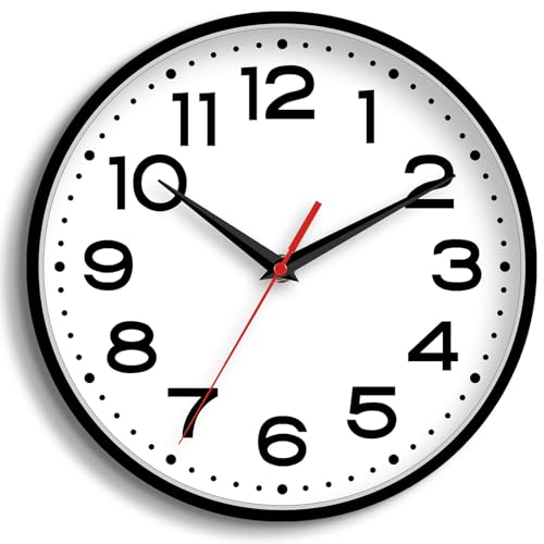 Image of Roymnie 18 Inch Wall Clock, Battery Operated Silent Non Ticking Black | analog wall clock; bold numerals for easy reading; silent non-ticking; 1 AA battery (not included); for classroom