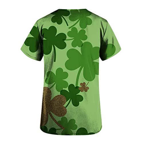 Blusa feminina 2023 com gola V e estampa para escritório, blusa de verão e outono, manga curta para