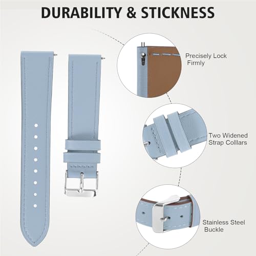 Italy Genuine Leather Watch Bands Men Women Compatible with Samsung Galaxy Watch Band, 20mm 22mm Lugs Watch Straps, Quick Release Wear-resistant Sweat-Resistant Smartwatch Replacement Strap