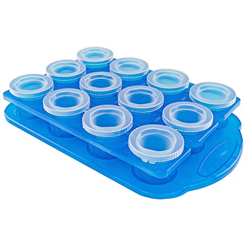 Fairly Odd Novelties 12pc Set-Add Water & Freeze to Make Ice Shot Glasses-Includes Serving Tray One Size Blue FON-10051