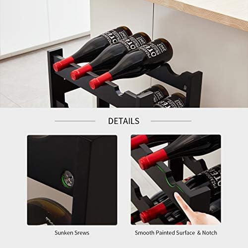 Wine Rack Free Standing Wine Shelf 20-Bottle Shelving Storage Holder, 5 Tier Bottle Display Shelves,Black Color 72.5x43.5x25cm