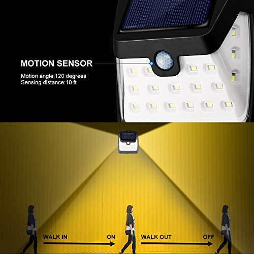 Komaes Solar Motion Sensor Lights,21LED Waterproof Solar Lights with IP65,Solar Lights Outdoor with 270°Wide Angle,Solar Motion Lights Outdoor Perfect for Patio,Yard,Garden,Garage-4 Packs