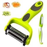 Rotatable Blade Peeler | 3-In-1 Vegetable Peeler | Potato Peeler | Apple Peeler | Rotatable Blade for Carrot, Fruit, Veggie, Cucumber with Sharp Blades & Non-Slip Handle (Y Peeler + I Peeler), Green