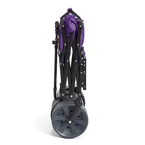 Mac Sports Heavy Duty Collapsible Folding All Terrain Utility Beach Wagon Cart with Table (Purple/Black)