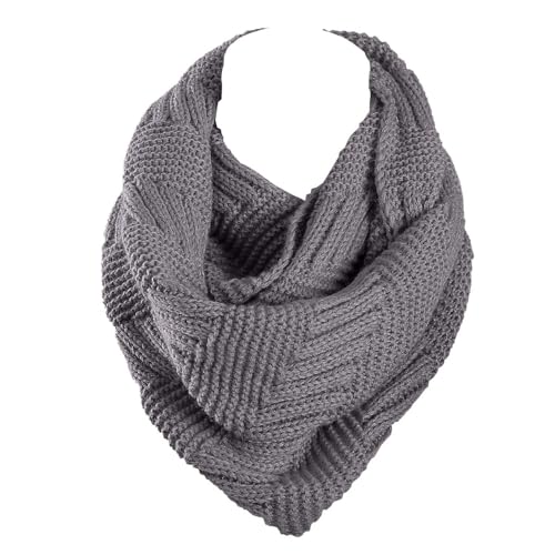 Marte&Joven Thick Warm Women Infinity Scarf White Fashion Knit Winter Circle Loop Scarves (Gray Dark, 51" X 12")