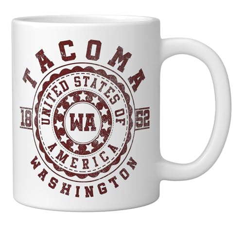 Tacoma WA Taza de cerámica vintage blanca 11 oz miniatura 2
