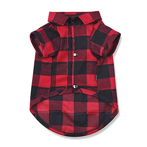 Ctilfelix Dog Shirt Plaid Puppy Clothes For Small Medium Large Dogs Cats Boy Girl Kitten Soft Pet T-Shirt Breathable Tee Outfit Adorable Grid Apparel Halloween Thanksgiving [Red#1; 4Xl] #TOP4