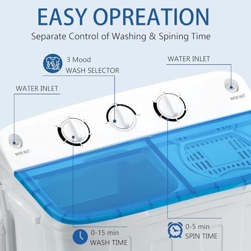 Image of DOGHLY 18lbs Portable Washing Machine, Washer with Drying Rack & 10 Hangers