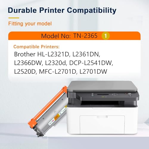 Image of Easy Refill Toner Cartridge TN 2365 for Brother TN-2365 Toner Cartridge for Brother HL-L2321D, L2520D, L2361DN, DCP-L2541DW, MFC-L2701DW (TN-2365 Easy Refill + Powder)