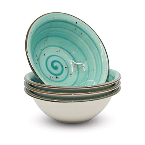 Bascuda® Porcelain Cereal Bowl Set of 4 - Soup, Cereal, Dessert, Rice, Salad, Side Dish, Snack, Nuts Bowls - Wavy Porcelain Bowls Microwave and Dishwasher Safe | 18 cm (500ml) Cover
