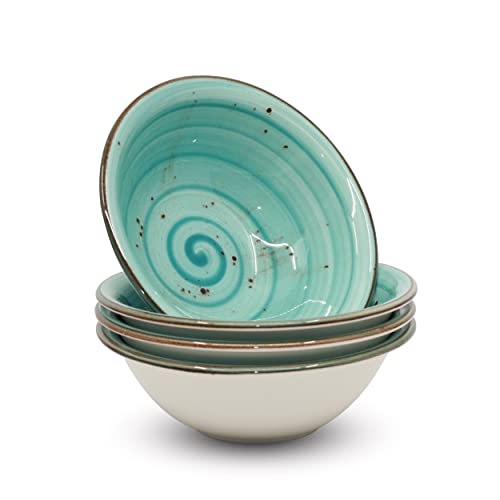 Bascuda® Müslischale aus Porzellan, 4 Stück, Suppe, Müsli, Dessert, Reis, Salat, Beilagen, Snack, Nüsse Schalen - gewellte Porzellanschalen mikrowellen- und spülmaschinenfest | 18 cm (500 ml) Cover
