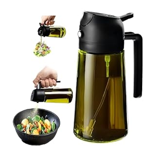 Lifhety Oliesprayfles met UV-beschermingsglas, 2 in1 olie olijfdispenser 16oz/470ml, koken Air Fryer Azijn Mister Oliesproeier voor keuken gadgets, BBQ, voedsel