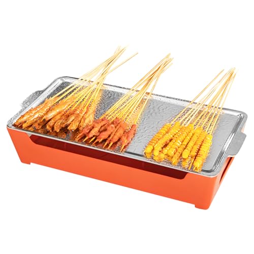 TECKZOON BBQ Board für Fleischwärmer, Abnehmbares Edelstahl Wärmebrett, Warmhaltebehälter zum Grillen, Fleisch Speisenwärmer für Grillpartys mit 50 Grillpapier