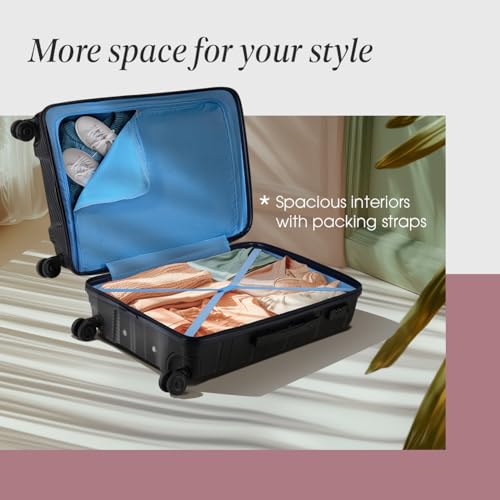 Image of Skybags Medium Curve Size Hard Spinner Luggage (66 Cm)|Polypropylene Spinner Luggage Trolley with 8 Wheels| Black|Unisex