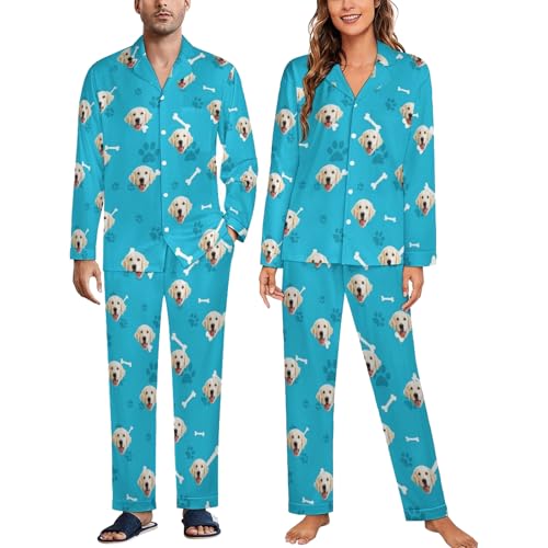 Personalized Face Pajamas Set for Women Men Custom Picture Pajamas Sets Long Sleeve Sleepwear Pajamas3