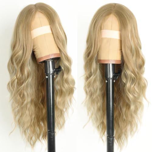 Image of AISI HAIR Black Wig for Women, Long Wavy Synthetic Lace Wig 26Inch