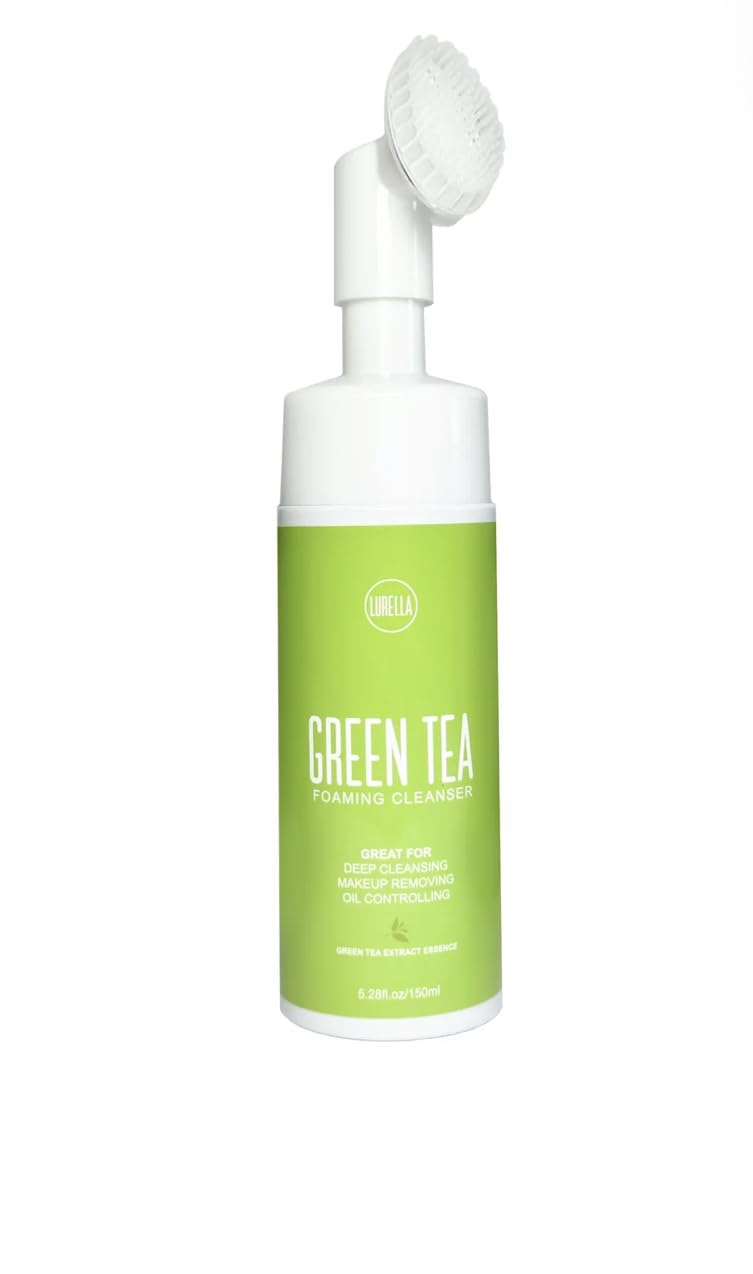 Green Tea Foaming Cleanser with Brush Head, Deep Cleansing, Makeup Removing, Oil Control, 5.28 fl oz