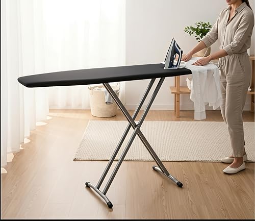 Image of SD STANDLONE Premium Foldable Ironing Board with Iron Rest & Adjustable Height | Heavy-Duty Steel Frame | Heat-Resistant Padded Cover | Stable Non-Slip Legs | Space-Saving Design for Home Use