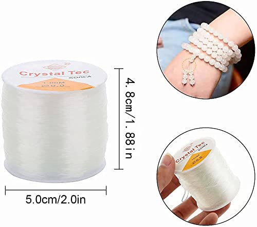 JZZJ Elastic Beading Threads Jewelry Making String Stretchy Polyester Cord for Bracelets and Crafts, 0.8 mm, 100 m, Clear by JZZJ