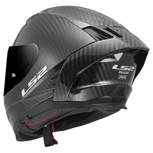 LS2 Helmets Dragon Carbon Full Face Motorcycle Helmet W/ SunShield (Gloss Black - Large) by LS2 - Used condition - Image 3