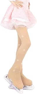 DNJKH Ice Skate Figure Skating Tights Over The Boot Crystal Rhinestones Footed Figure Skating Tights for Child Women