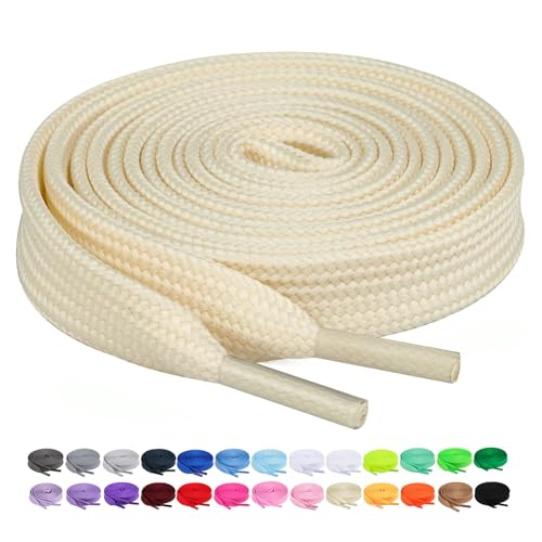 Image of Booyckiy 2 Pairs 2 /5 inch Flat Shoe Laces for Sneakers 31 Colors Shoelaces in 27 inch-72 inch