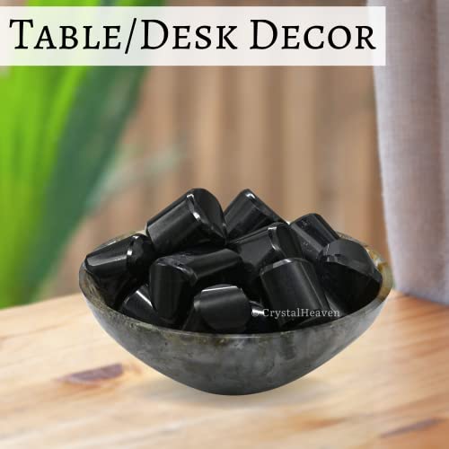 Image of Certified Natural Black Tourmaline Crystal Healing Tumbled Stone, Natural Polished Crystals for DIY Crafts, Manifestation, Meditation, Pooja Feng Shui and Reiki Healing (30 Grams)