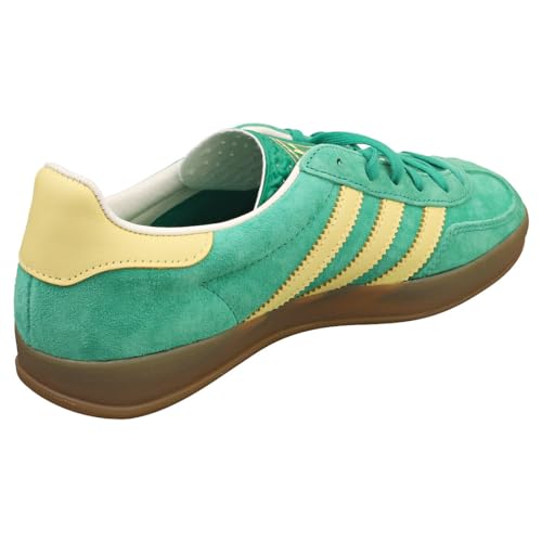 Image of adidas Men's Gazelle Indoor Sneaker, Semi Court Green /Almost Yellow /Gum, Size 11.5