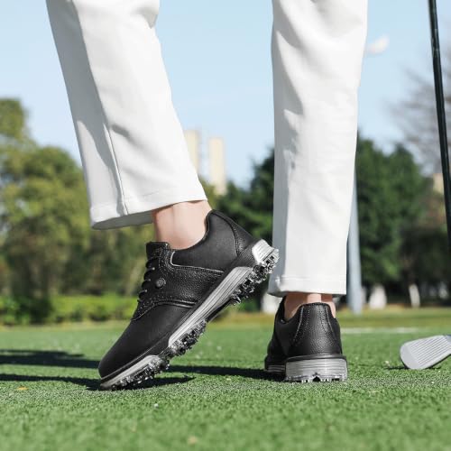 Image of Mens Golf Shoes Traditions Waterproof with Fixed Spikeless Sole Professional