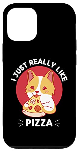 Carcasa para iPhone 14 Lindo perro corgi kawaii I Just Really Love Pizza Lover