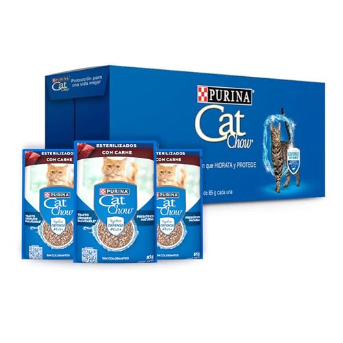 Alimento Para Gato, Pet Products Purina Cat Chow Pouches Defense Hydro Esterilizados Carne Alimento Húmedo Pack 24 sobres de 85g