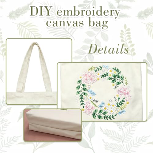 Image of KABAKE Canvas Tote Bag Embroidery Kit, Embroidery Kits for Beginners, Arts and DIY Crafts Embroidery Starter kit, Include Stamped Embroidery Bag, Threads, Embroidery Tools (Beige Bag with Dragonfly)