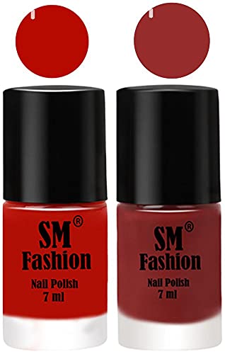 Image of Long Lasting Nail Polish | Nail Paint Combo 7 ml Each) - Set of 2 Red Orange-Jam