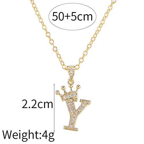 Letter A-Z pendant necklace Crown letter pendant Charming initials chain necklace, inlaid crystal letter necklace2