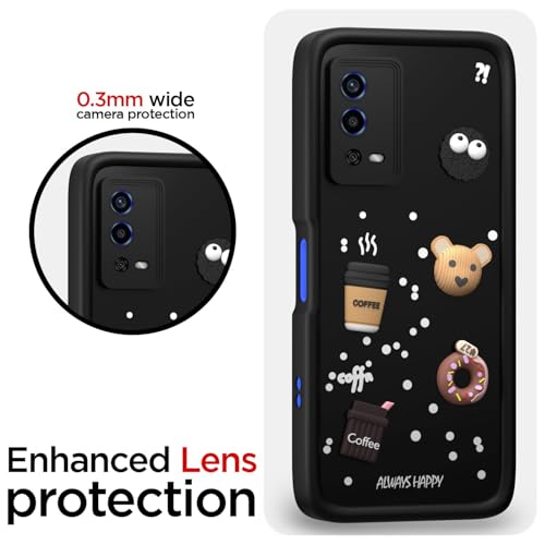 Image of Bintage Cute Fun Taddy| 3D Ball Bear| Donut| Coffee Rubber Case Full Body & Camera Protection Back Cover Compatible for Oppo A55 4G - Black