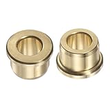 HARFINGTON 2pcs Flanged Sleeve Bearings 3/8' Bore 5/8' OD 1/2' Length 3/4' Flange Wrapped Oilless Bushings Brass Alloy for Transmission Conveyor Systems