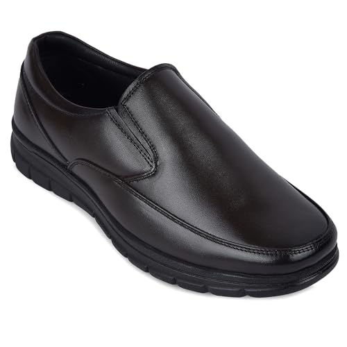 Image of Liberty Fortune HML-90E Formal Shoes for Men - Black & Brown Genuine Leather Slip-On Moccasins | Cushioned Leather Insole, Office, Boardroom, Wedding, Interview, Festive & Formal Dress Shoes