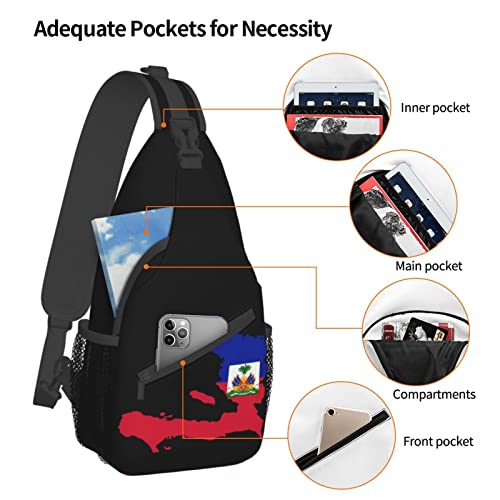 Mochila bandolera unisex estilo bandera de Haití negra miniatura 5