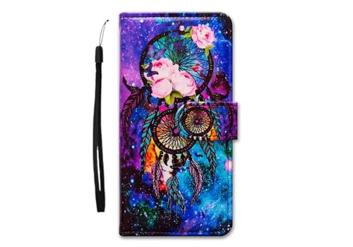 Image of TELETEL Dream Catcher Design Leather Flip Back Phone Case Wallet Cover with Card Slot Holder Kickstand - Multicolor for Vivo V50 5G
